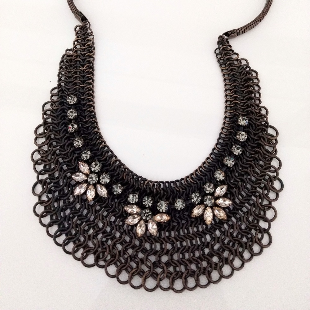 J. Crew Jewel Brass Chained Bib Necklace